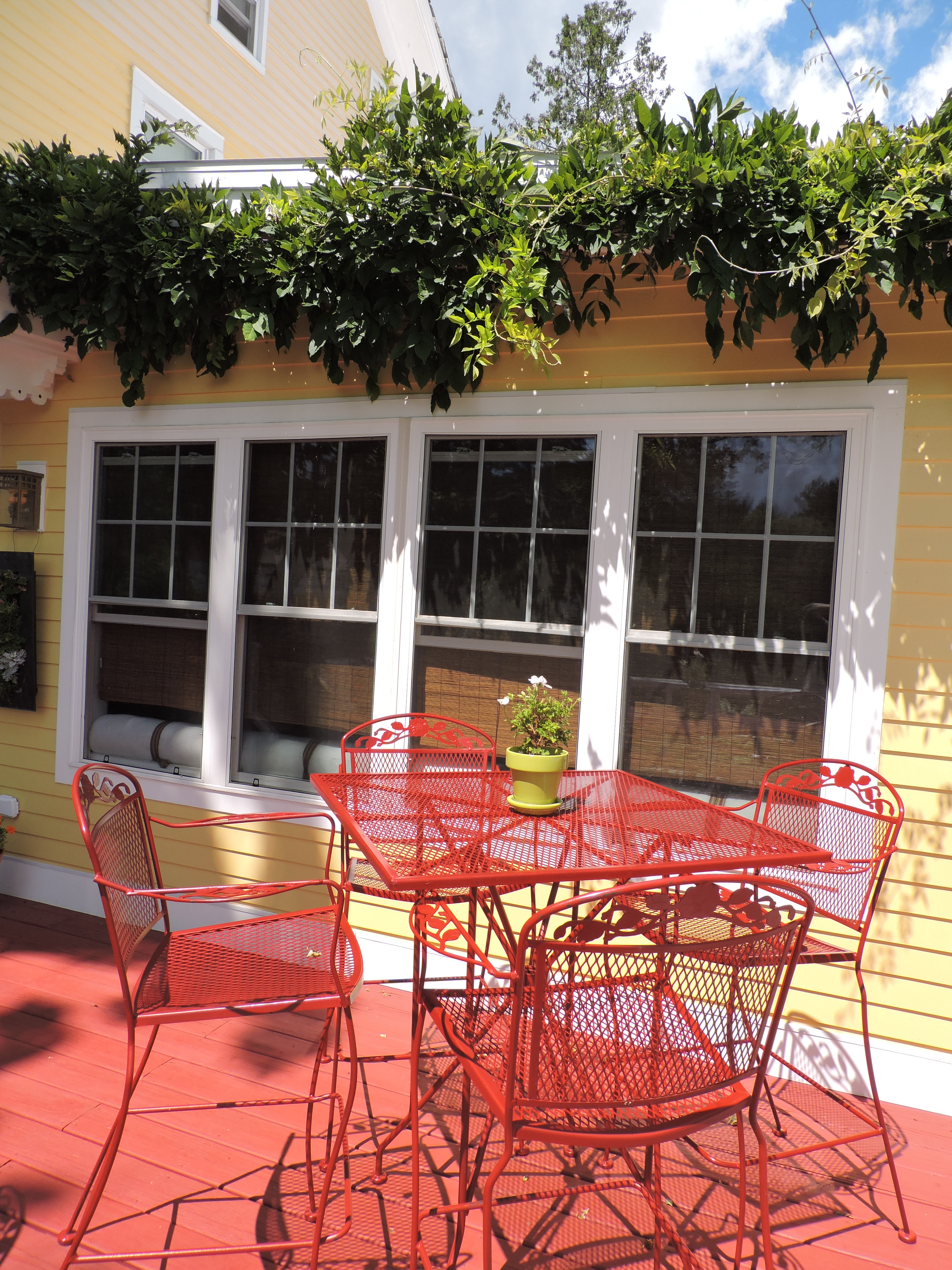 Red outdoor table | Near Lake George | Adirondacks | Saratoga Farmstead B&B